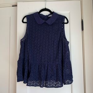 Peter Pan collar, peplum eyelet tank